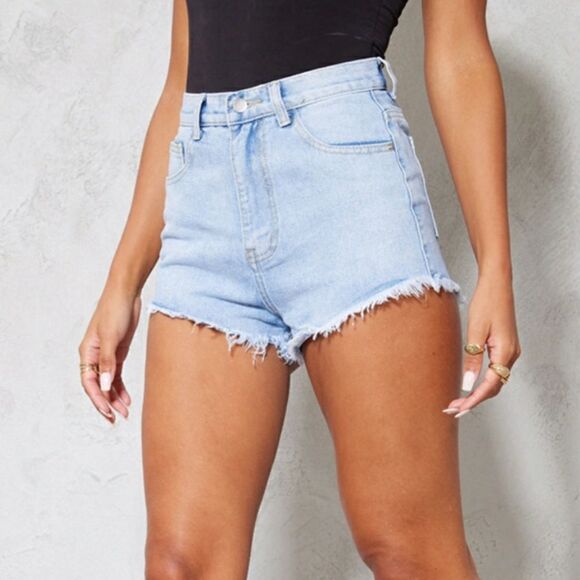 PrettyLittleThing Frayed Hem Bum Shorts Sz 0 - Picture 1 of 11